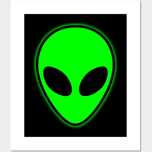 Alien Head Wall Art by GreenGuyTeesStore